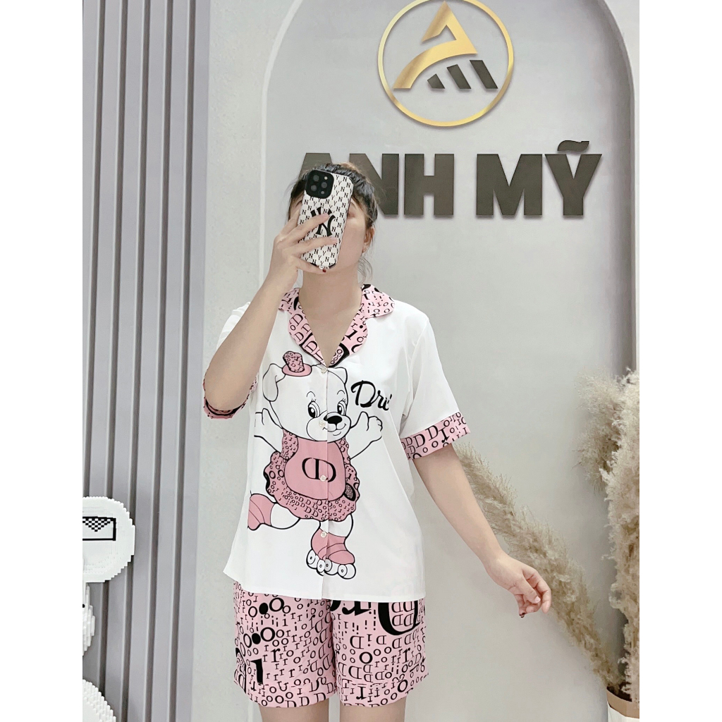 Đồ bộ nữ mặc nhà ANH MỸ pijama bigsize 60-75kg chất liệu lụa mango cao cấp tay ngắn quần ngắn BMGD-01