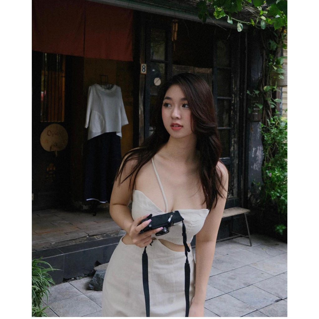 Lady Set - Set đồ nữ jump dáng dài cao cấp khoét eo màu kem thời trang Hannah Store