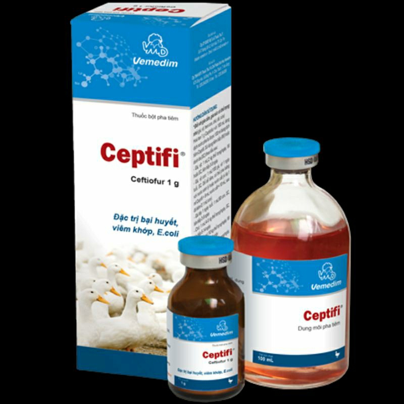CEFTIFI e.coli, tụ huyết trùng, bại huyết Gà, Vịt Hộp 2 lọ 100ml