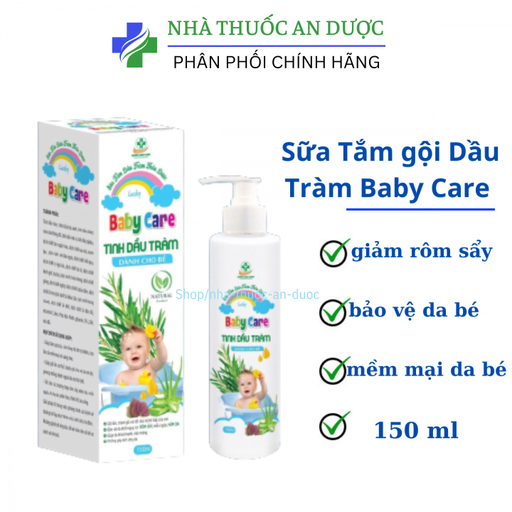 Sữa Tắm gội em bé Dầu Tràm Baby Care chai 150ml ( Hộp móp )