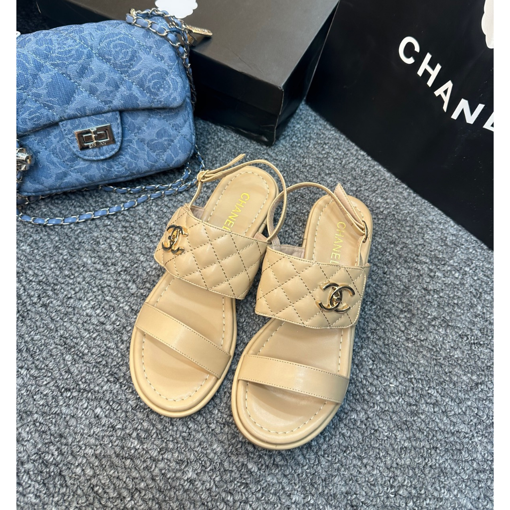 Sandal cao gót quai ngang gót 2cm da bóng hàng cao cấp fullbox