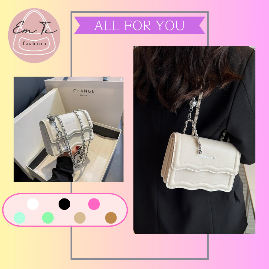 Túi đeo chéo viền sóng dây đeo hiện đại sang trọng phong cách thời thượng Hàn Quốc 2023