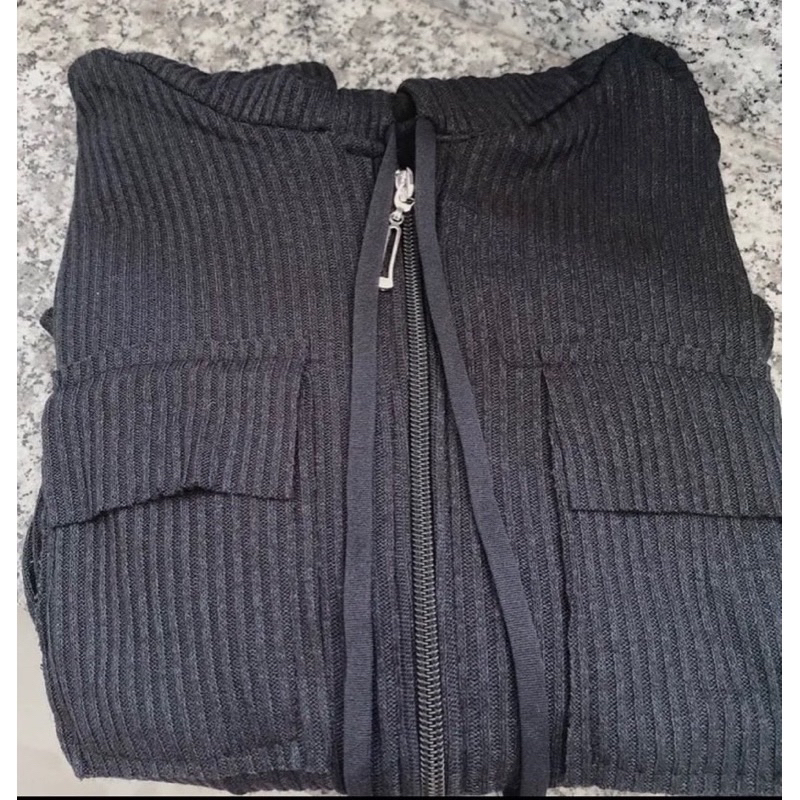 Áo khoác thun gân dài tay có nắp túi mặc bốn năm mùa, gomboutique77  Áo khoác gân tăm ủ kem mỏng nhẹ mát