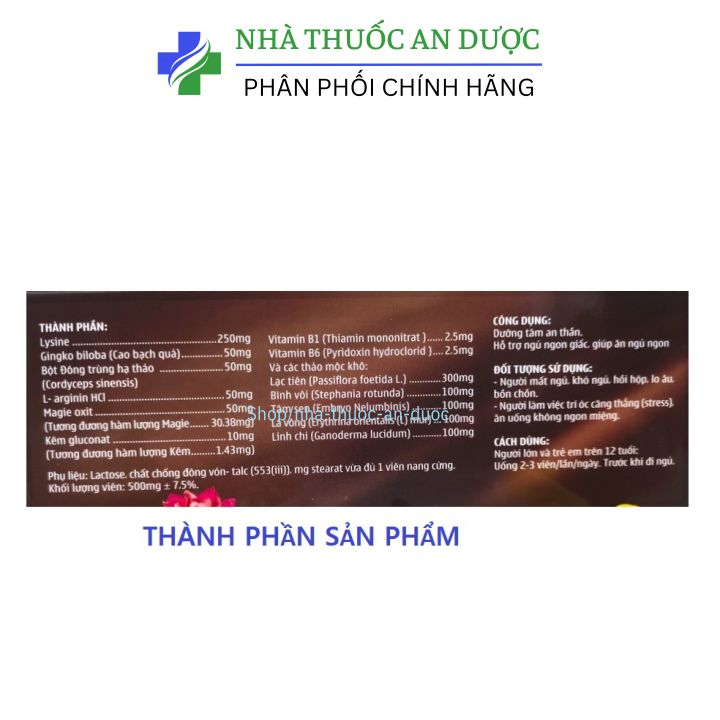 Viên Ăn Ngủ Ngon An Hưng dưỡng tâm an thần, giúp ăn ngon ngủ ngon, bồi bổ sức khỏe – Hộp 60 viên