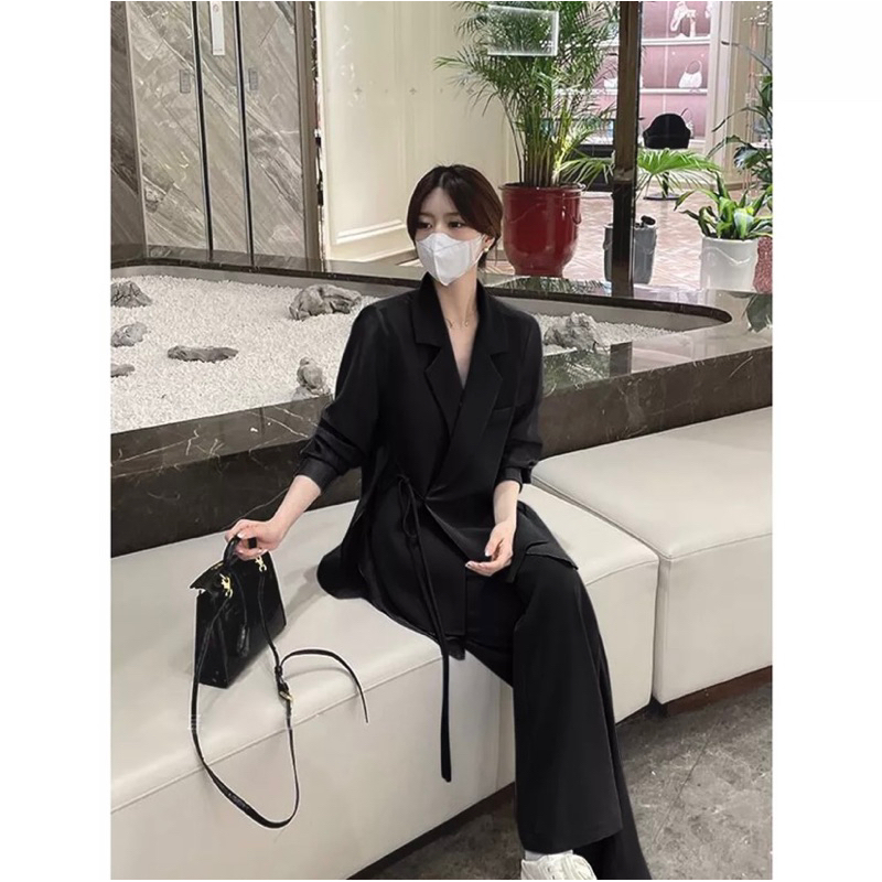 Ảnh thật 4 hình cuối , Set áo blazer phối sơ mi kèm quân suông rộng Hàn Quốc
