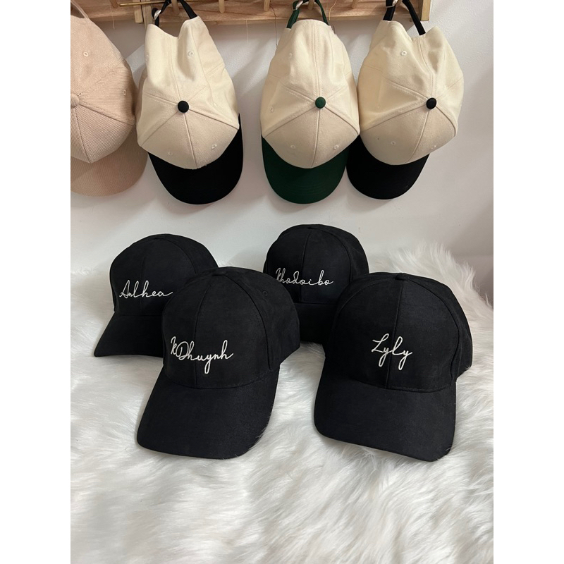Mũ lưỡi trai unisex thêu tên và chữ ký theo yêu cầu chất vải nhung mịn đẹp