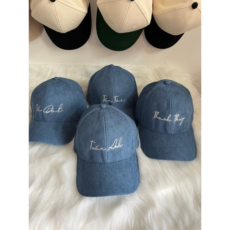 Mũ lưỡi trai unisex thêu tên và chữ ký theo yêu cầu chất vải nhung mịn đẹp