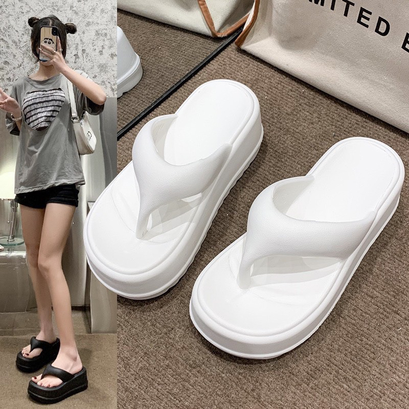 Dép tông độn đế 6cm đế bằng kiểu dáng sang chảnh siêu hot