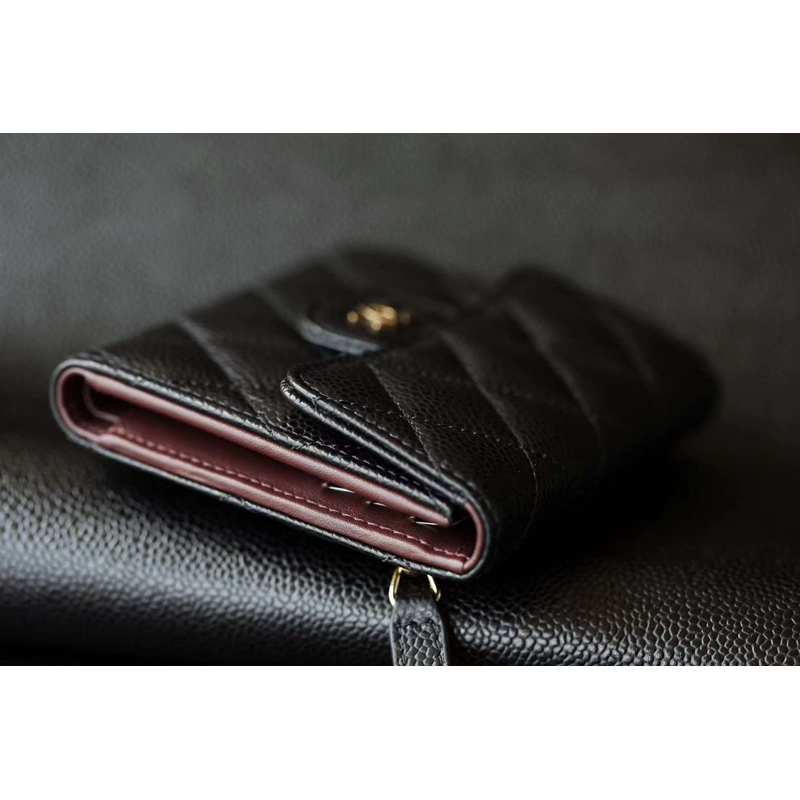 Ví Channel classic gập 3 da thật bản chuẩn auth châu âu