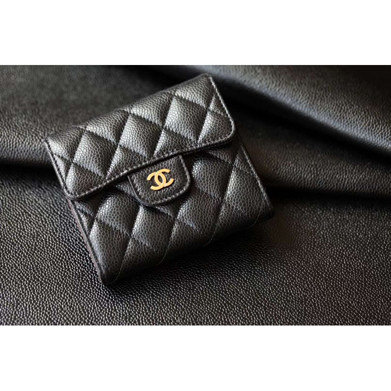 Ví Channel classic gập 3 da thật bản chuẩn auth châu âu