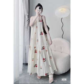 VÁY MAXI SUÔNG ĐŨI CỔ YẾM