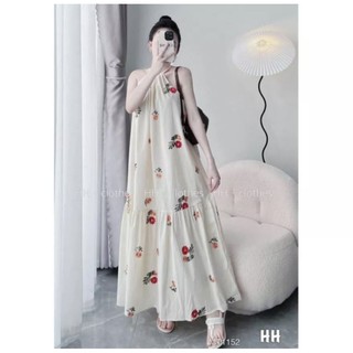 Váy maxi suông đũi cổ yếm