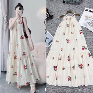 VÁY MAXI SUÔNG ĐŨI CỔ YẾM
