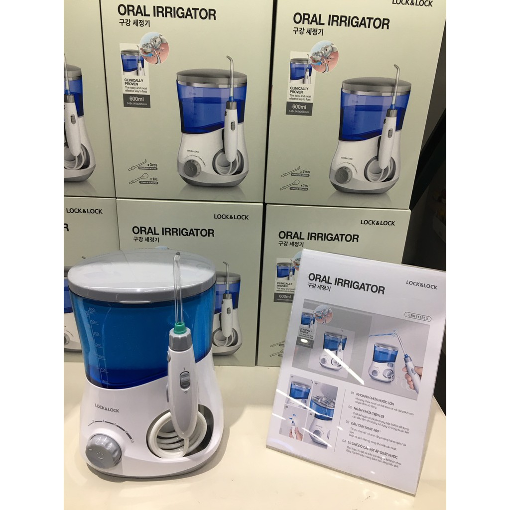 Máy Tăm Nước Lock&Lock Oral Irrigator, Tăm Nước Không Dây ENR111BLU ENR156BLU 200ml 600ml