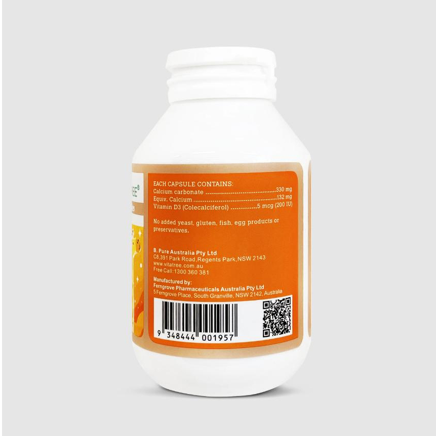 Viên uống bổ sung canxi Vitatree Kids Super Milky Calcium 330mg plus Vitamin D3 60 viên