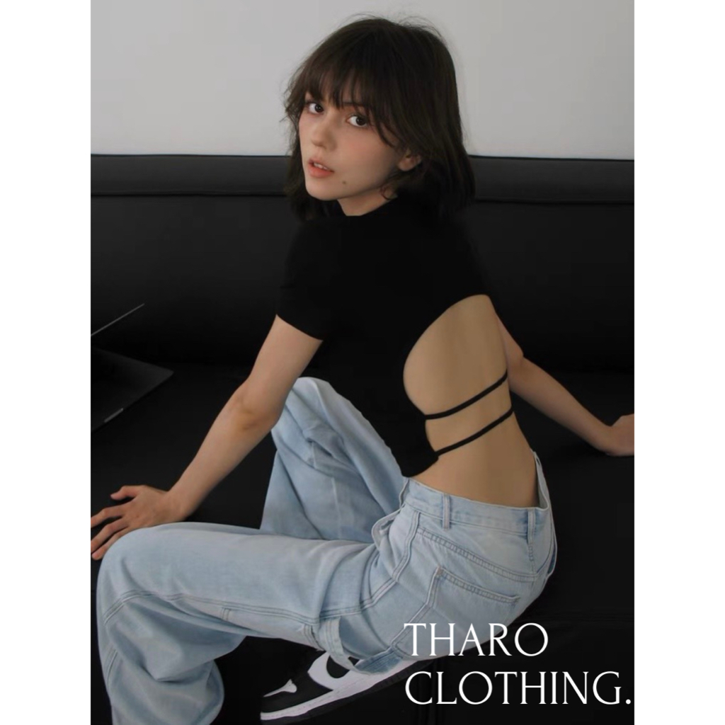 Áo Croptop Tay Ngắn, Hở Lưng 2 Dây - Tharo Clothing [AO00127]