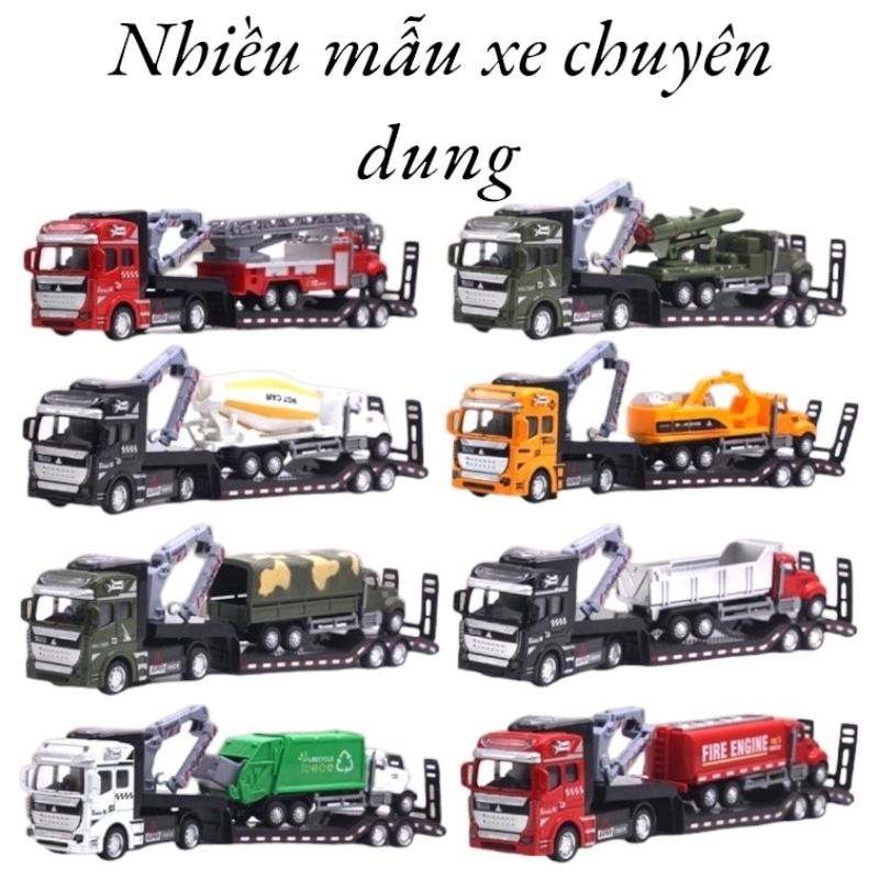 Mô hình xe container đầu kim loại chở xe chuyên dụng tỉ lệ 1:48