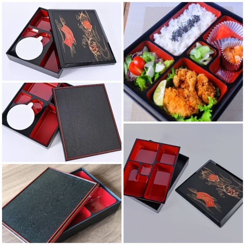 Hộp cơm Bento phong cách Nhật/nhà hàng Nhật mẫu mặt vân gỗ