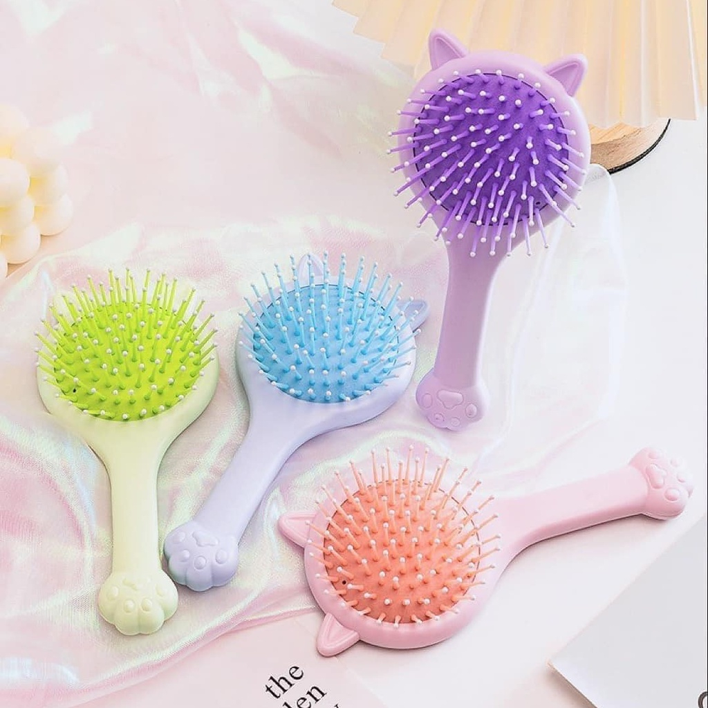 Lược gương cầm tay mini - gương lược massage đầu, chống rối nhiều màu cute