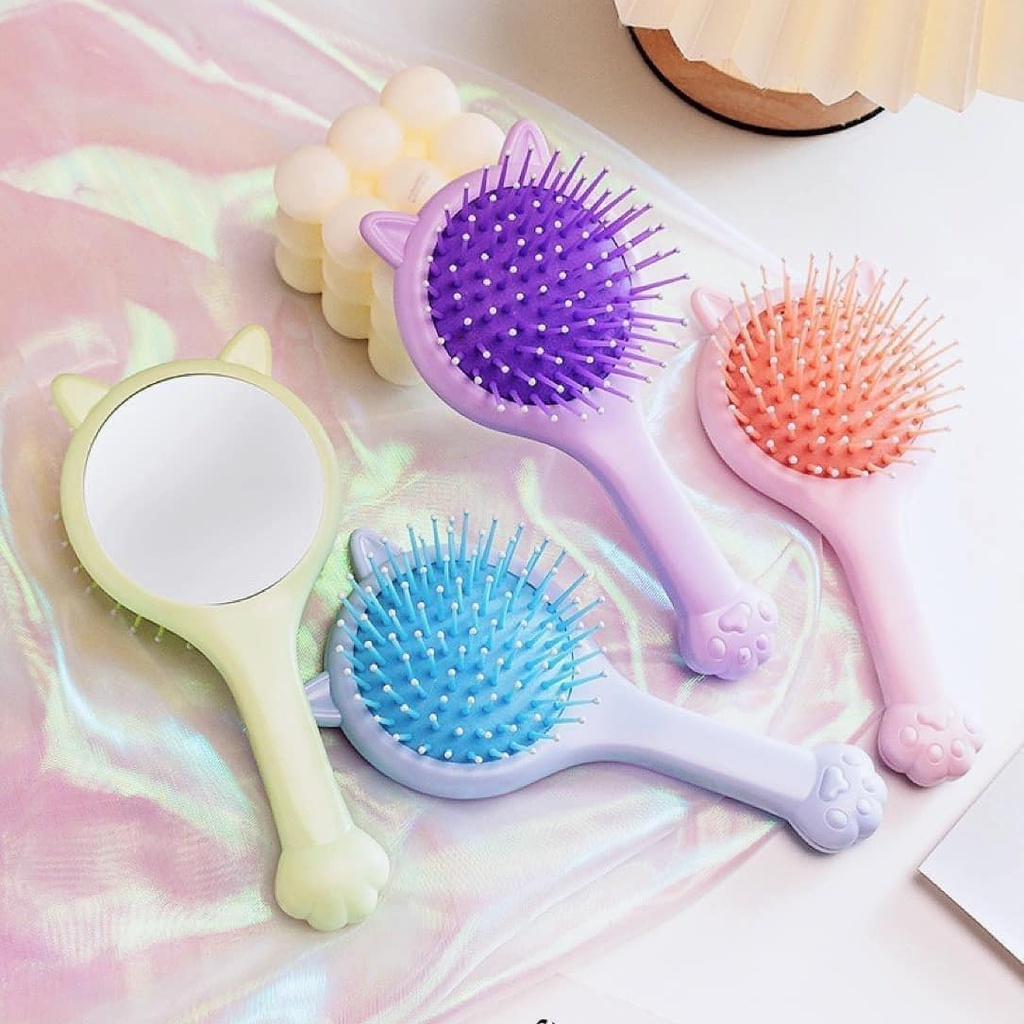Lược gương cầm tay mini - gương lược massage đầu, chống rối nhiều màu cute