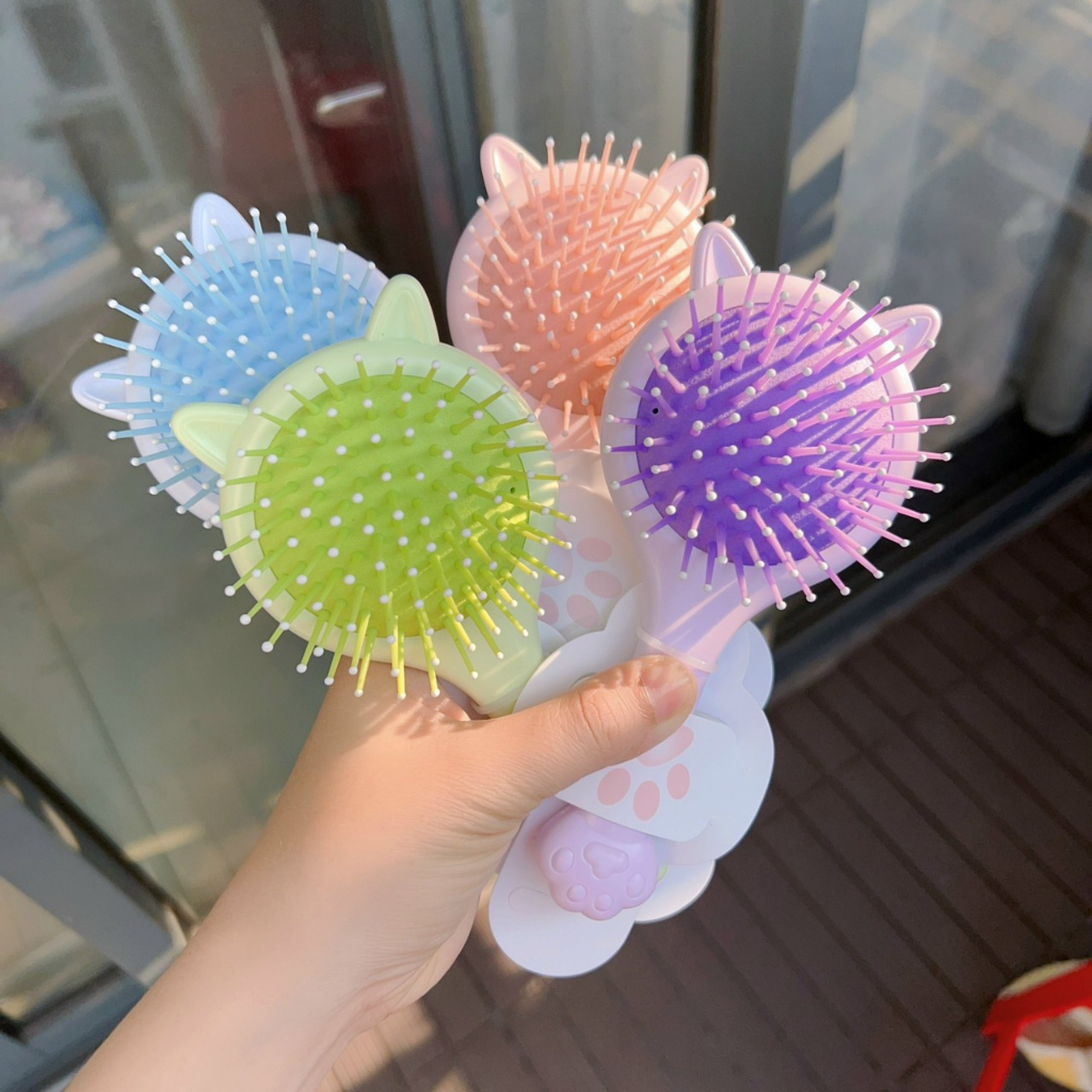 Lược gương cầm tay mini - gương lược massage đầu, chống rối nhiều màu cute