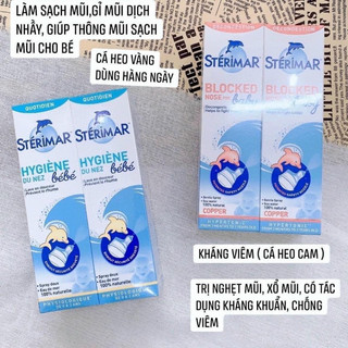 Xịt muối mũi Sterimar nước biển sâu xịt mũi cá heo vàng, cam Sterimar pháp 100ml