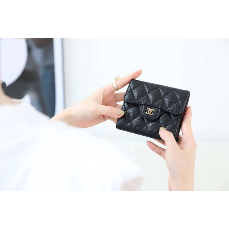 Ví Channel classic gập 3 da thật bản chuẩn auth châu âu