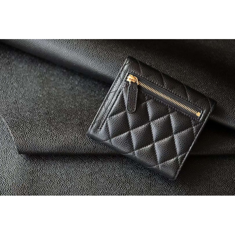 Ví Channel classic gập 3 da thật bản chuẩn auth châu âu