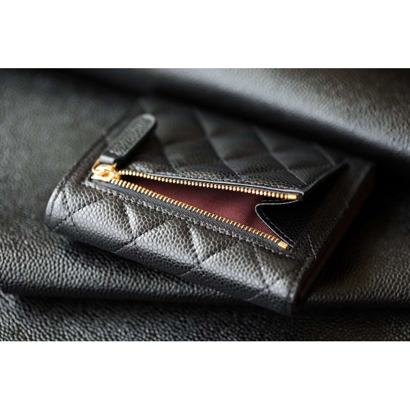 Ví Channel classic gập 3 da thật bản chuẩn auth châu âu