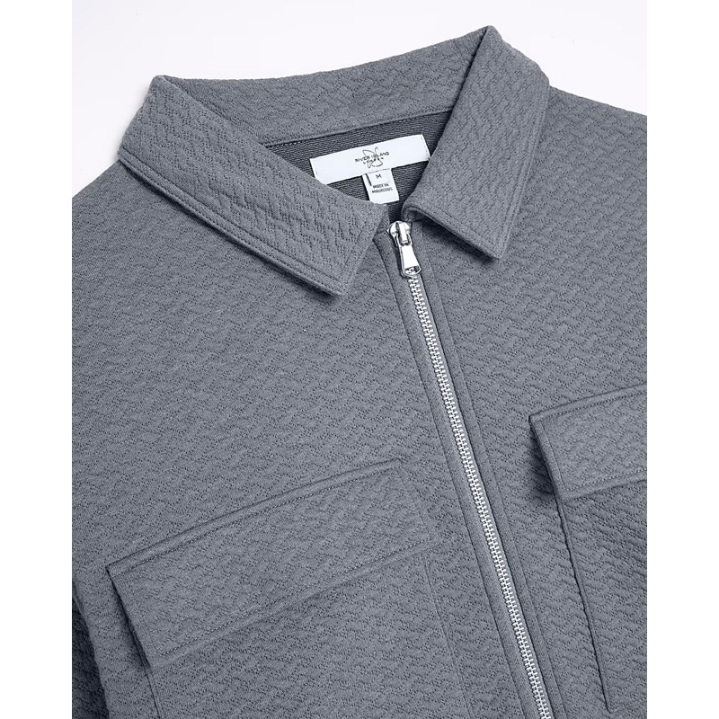 Áo khoác nam River Island authentic GREY SLIM FIT TEXTURED ZIP UP size S