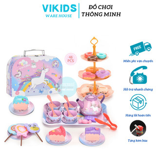 Bộ đồ chơi tiệc trà bánh ngựa Pony 48 chi tiết vali ấm chén chất liệu nhôm cao cấp - Vikids