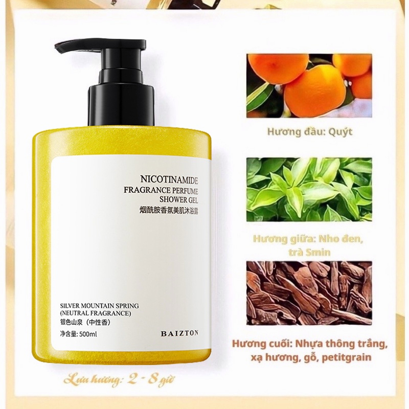 Sữa tắm trắng da Niacinamide Body Wash mạt niacinamide làm trắng da làm mờ hắc tố đen sữa tắm sáng da 500 ml