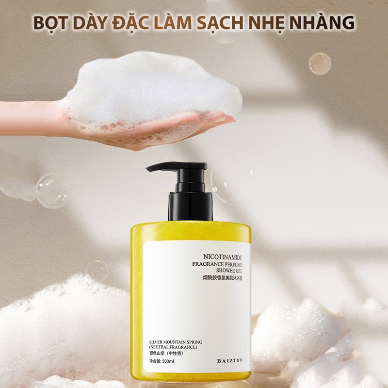 Sữa tắm trắng da Niacinamide Body Wash mạt niacinamide làm trắng da làm mờ hắc tố đen sữa tắm sáng da 500 ml
