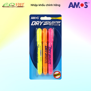 Bút sáp nhớ dòng nhập khẩu Hàn Quốc AMOS Dry Highlighter Vỉ 3 bút HLD3B1