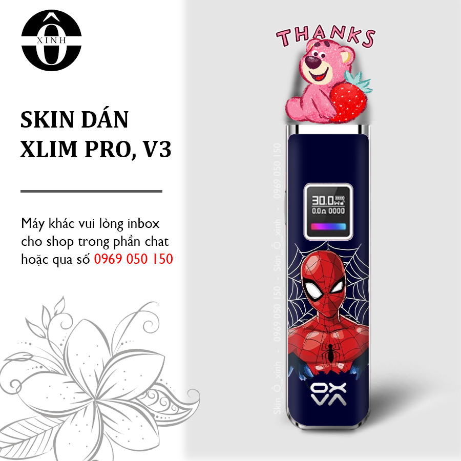 Miếng dán skin cho Xlim Pro/ V2 / favostix / riil x / feelin / avocado / gotek...in hình spiderman cực đẹp
