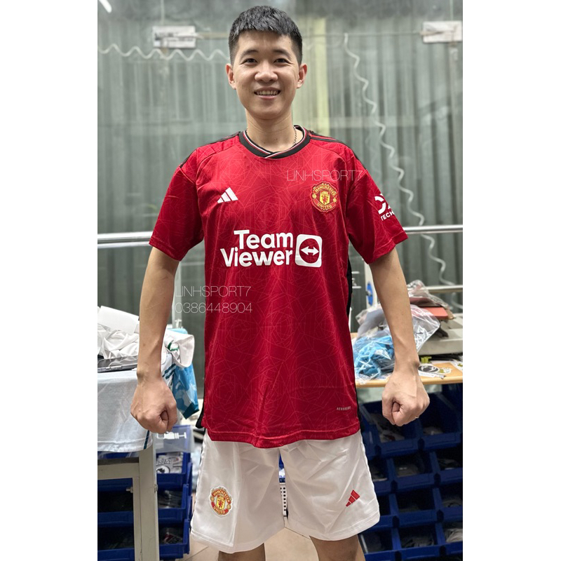 Áo Đá Banh CLB M.U - Bộ Bóng Đá Thể Thao Nam Nữ Manchester United Sân Nhà Áo Đỏ Quần Trắng 2023/2024