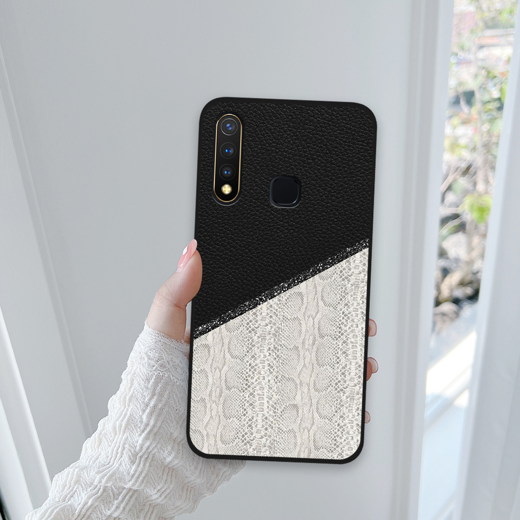 Ốp lưng Vivo Y19 / Vivo 1915 họa tiết sọc kẻ thương hiệu, giả da thời trang