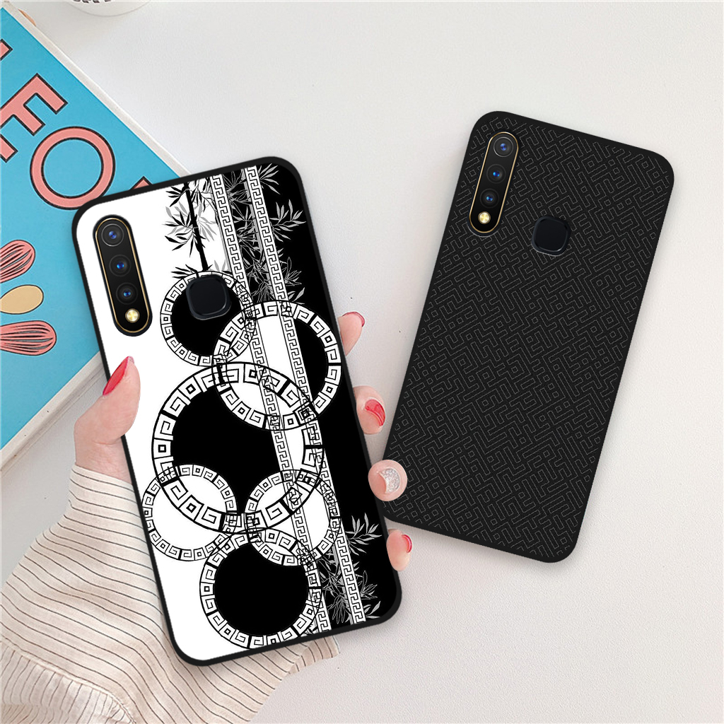 Ốp lưng Vivo Y19 / Vivo 1915 họa tiết sọc kẻ thương hiệu, giả da thời trang