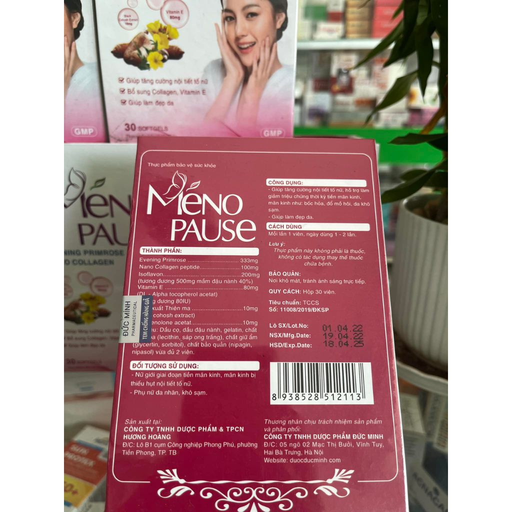 Viên uống điều hòa, cân bằng nội tiết tố nữ Meno pause với hoa anh thảo, mầm đậu nành - Hộp 30 viên