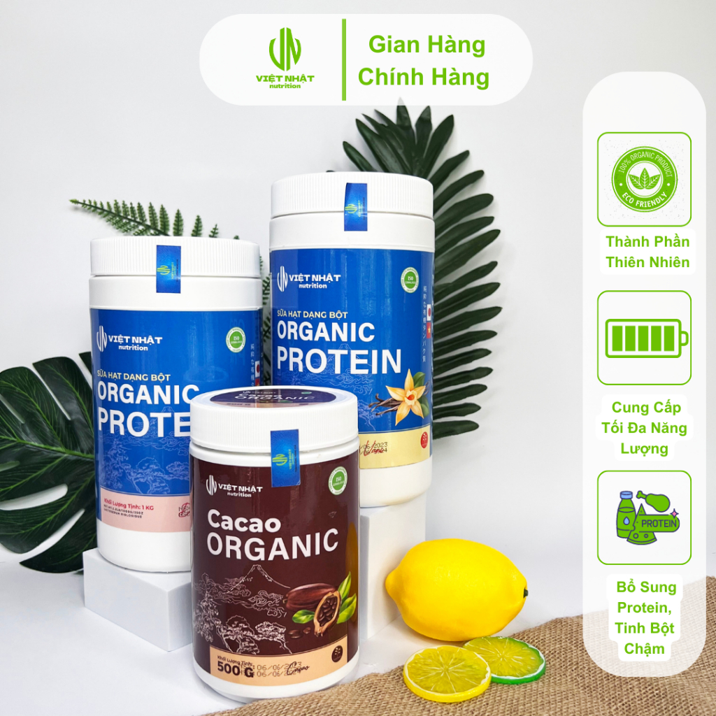 2 Sữa Hạt Organic Protein Tặng Cacao Organic - Việt Nhật Nutrition