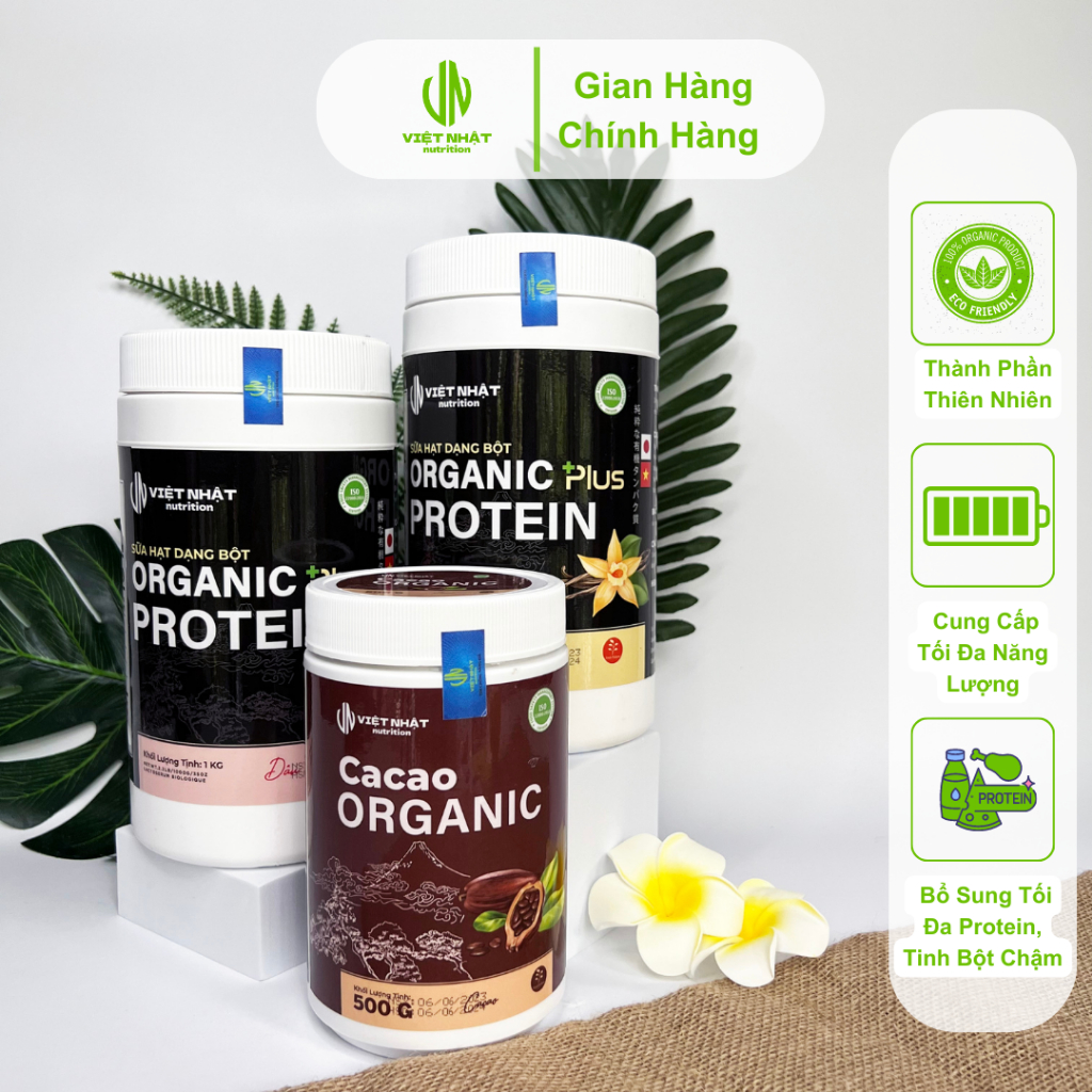 2 Sữa Hạt Organic Protein Plus Tặng 1 Cacao Organic - Việt Nhật Nutrition