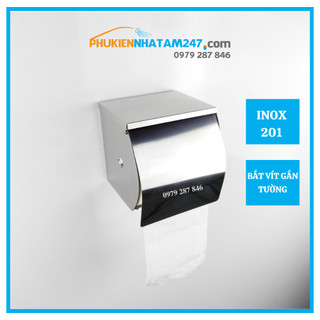 Hộp đựng giấy vệ sinh Inox 201 PHÁT ĐẠT không rỉ sét, hộp giấy kín cao cấp, hộp đựng giấy nhà vệ sinh cuộn