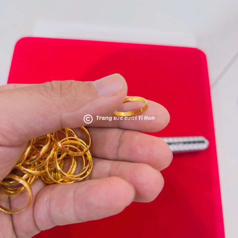 Nhẫn trơn mô phỏng nhẫn 5 phân xi 24k bền màu có đóng 9999