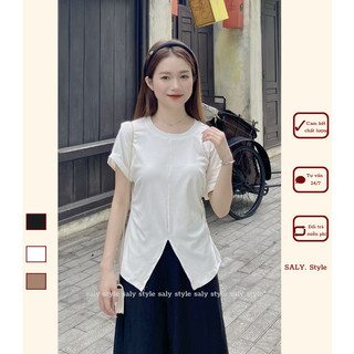 Áo thun saly xẻ vạt trước tay gập cưng xỉu - ao0212_p12k2