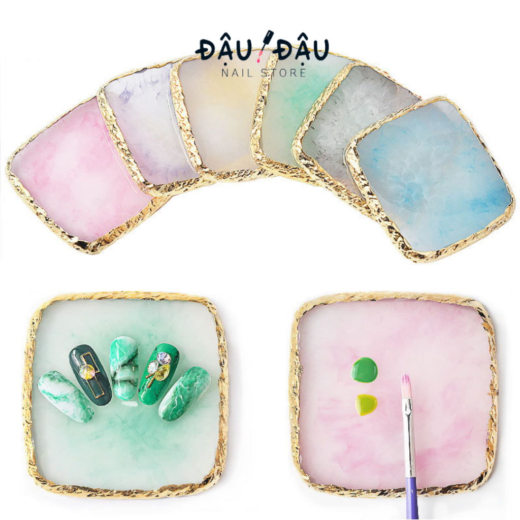 Đá cẩm thạch dạng Vuông pha sơn tán màu sơn gel decor làm đẹp trang trí tiệm nail