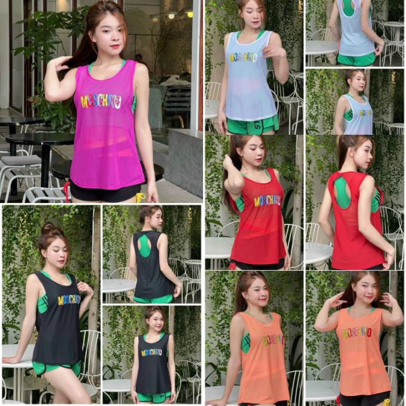 Áo tank top lưới Mochi.no tập gym, yoga, aerobic