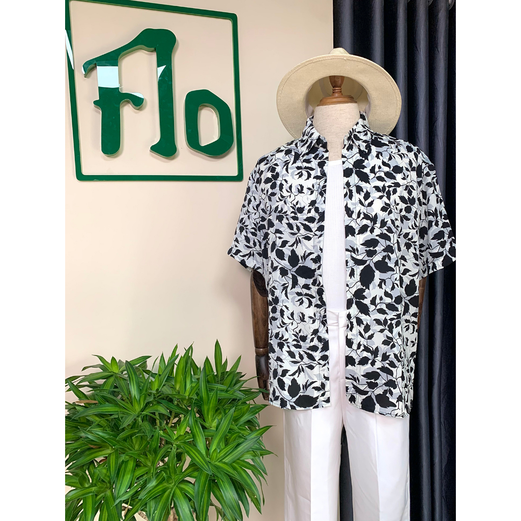 Áo sơ mi Flo Menswear đi biển kiểu dáng họa tiết, Cuban shirt lụa mango không nhăn