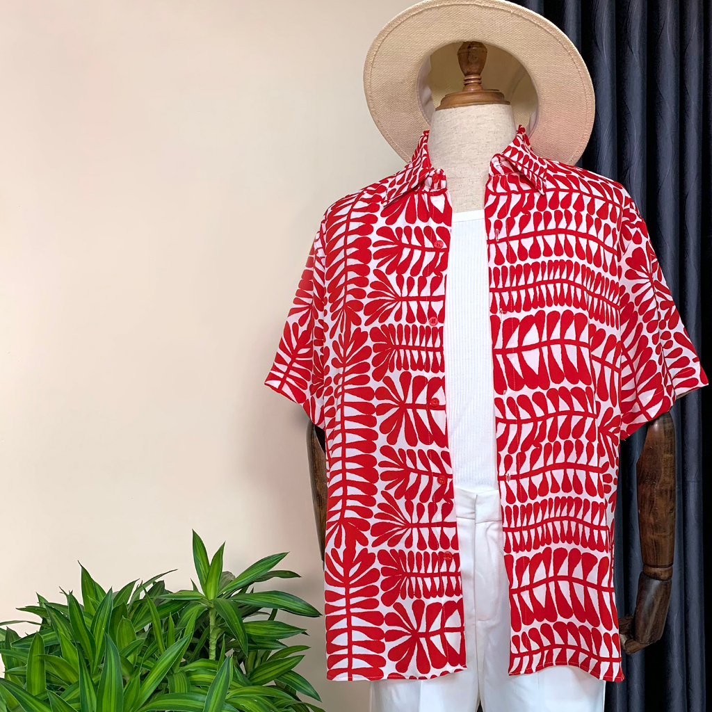 Áo sơ mi Flo Menswear đi biển kiểu dáng họa tiết, Cuban shirt lụa mango không nhăn