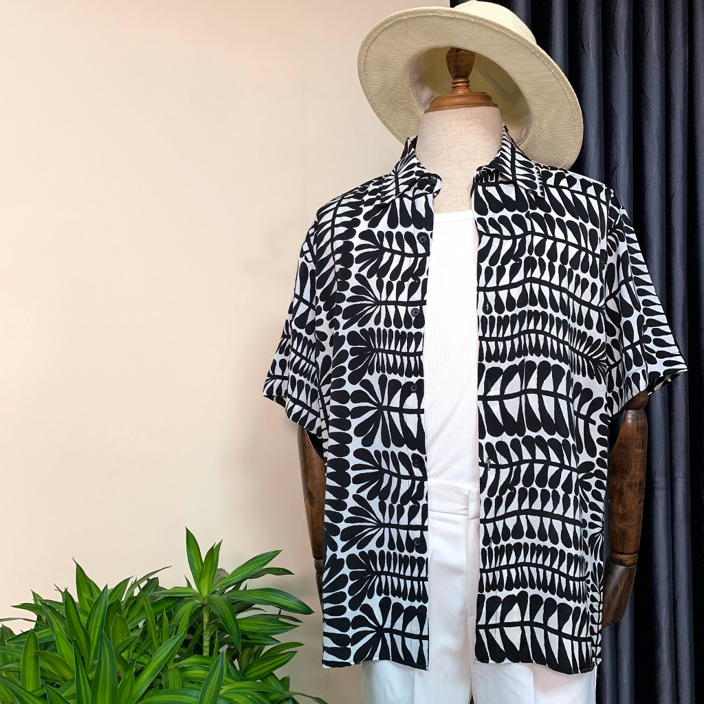 Áo sơ mi Flo Menswear đi biển kiểu dáng họa tiết, Cuban shirt lụa mango không nhăn