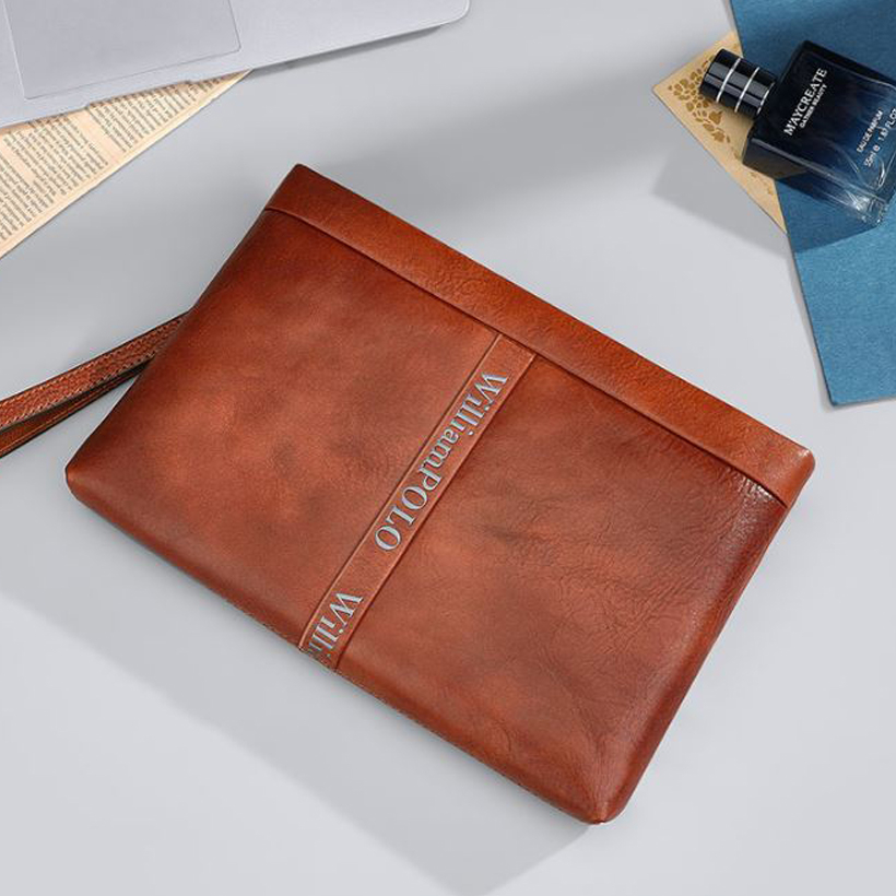 Túi kẹp nách nam cao cấp hàng hiệu WilliamPOLO chất liệu da Bò nguyên tấm - POLO 222173